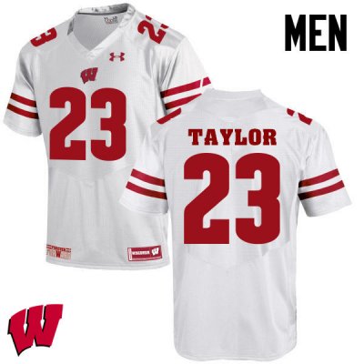 Men's Wisconsin Badgers NCAA #23 Jonathan Taylor White Authentic Under Armour Stitched College Football Jersey JK31C11BV